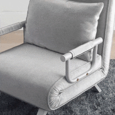 HOMCOM Rozkładany fotel z funkcją spania podłokietniki łóżko rozkładane łóżko dla gości szezlong 3 w 1 szary