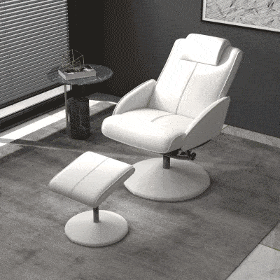 HOMCOM Sillón Relax Reclinable hasta 145° con Taburete Reposapiés Sillón de Salón Giratorio 360° Tapizado en PU y Estructura de Acero 78x67x98 cm Gris