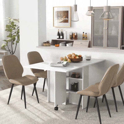 HOMCOM Tavolo Pieghevole a 2 Ribalte 6 Posti con Ripiani Bianco