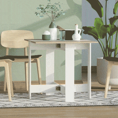 HOMCOM Mesa Plegable de Comedor Mesa Auxiliar de Cocina con Alas Abatibles Ahorra Espacio Diseño Moderno 103x76x73,5cm Madera