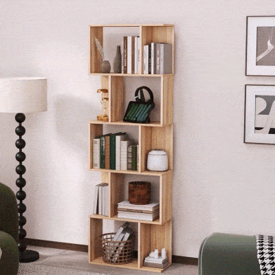 HOMCOM Holz Bücherregal mit 5 Regalen und Trennwand, 60x24x184,5 cm, Holzfarbe