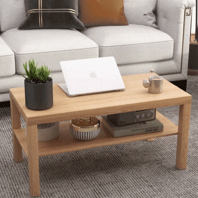 HOMCOM Mesa de Centro Moderna Mesa Auxiliar com Prateleira para Sala de Estar Escritório 90x45x44,5 cm Madeira