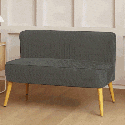 HOMCOM Sofa 2-osobowa, Drewno, Aksamitny poliester, Pianka, 117 x 56,5 x 77 cm, Szara