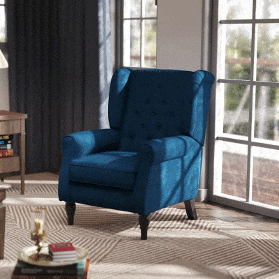 HOMCOM Poltrona de Sala de Estar Poltrona Moderna para Dormitório com Pés de Madeira Poltrona Individual 74x86x102 cm Azul