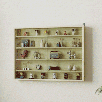 HOMCOM Vitrina de Pared de Madera con Estantes Ajustables y 2 Puertas Correderas de Cristal 80x9,5x60 cm Roble