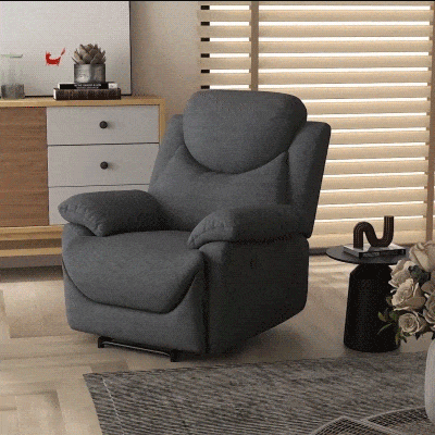 HOMCOM Sillón Reclinable Manualmente 150 Grados con Reposabrazos y Reposapiés Acolchado Grueso de Esponja Soporta hasta 150 kg 97x96x105,5 cm Gris