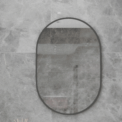 HOMCOM Espejo de Baño Ovalado 60x90 cm Espejo Decorativo de Pared con Marco de Aluminio para Salón Horizontal o Vertical Negro