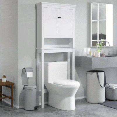 HOMCOM Móvel sobre Sanita Armário para Máquina de Lavar Roupa com 2 Portas Compartimento e Prateleira Ajustável 70x20x175 cm Branco