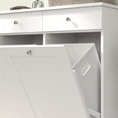 HOMCOM Mobile Bagno con 2 Portabiancheria e 2 Cassetti Bianco