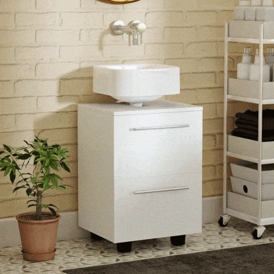 HOMCOM Badezimmerschrank, Waschbecken-Kommode mit Schublade, kompakt, Spanplatte, Weiß