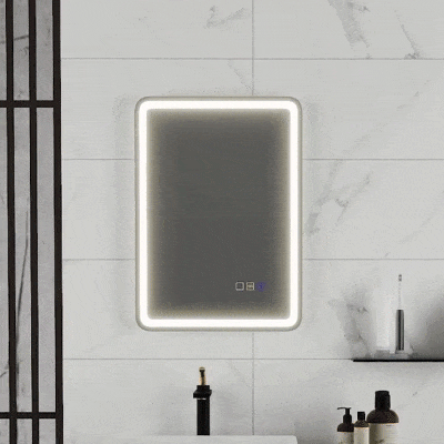 HOMCOM Espejo de Baño LED con Bluetooth, Iluminación Regulable y Función Memory, en Vidrio Templado, 70x50x3.5 cm