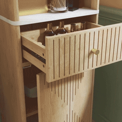 HOMCOM Colonna Bagno 2 Armadietti, Cassetto e Ripiani, Rovere