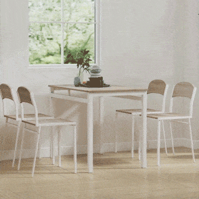 HOMCOM Set Mobile da Pranzo 100cm x 63cm x 76.5cm Grigio e bianco