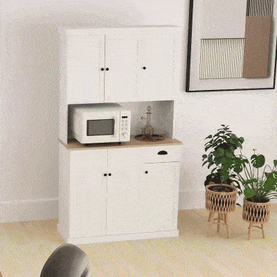 HOMCOM Dispensa Cucina con Armadietti e Cassetto Stile Country