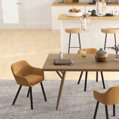 HOMCOM Conjunto de 2 Sillas de comedor silla de cocina sillas de salón escandinavas Patas afinadas Madera Negra - Terciopelo Amarillo
