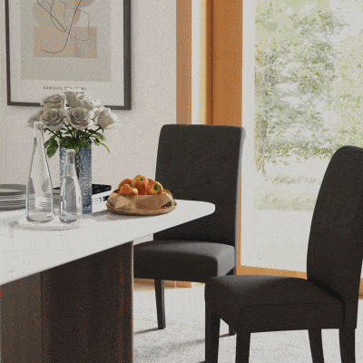 HOMCOM 2 Chaises Salle Manger Lin Bois Gris Foncé