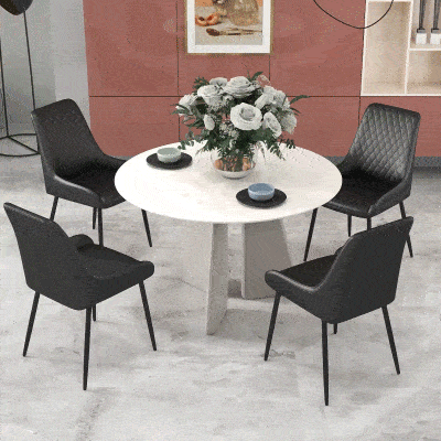 HOMCOM Set 4 Sedie da Pranzo Imbottite in pelle 49x60x89 cm Nera