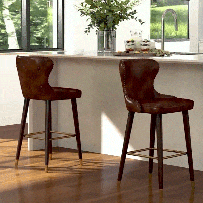 HOMCOM Conjunto de 2 Taburetes de bar con Reposapiés Taburete de Bar con Respaldo Taburete de Bistró Silla de Comedor