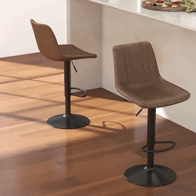 HOMCOM Conjunto de 2 Taburetes de bar estilo vintage altura ajustable giratorio con reposapiés Marrón