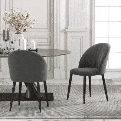 HOMCOM Set 2 Sedie da Pranzo Imbottite in Velluto Grigio