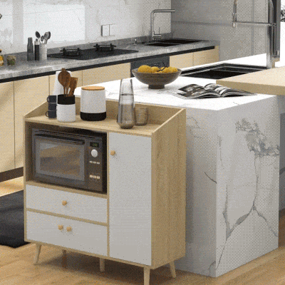 HOMCOM Küchenschrank für Mikrowelle mit 2 Schränken und Schublade, 90x30x94cm, aus MDF