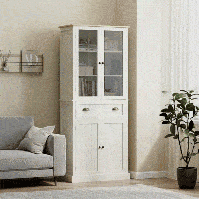 HOMCOM Mobile Dispensa a 5 Livelli con Cassetto Centrale Crema