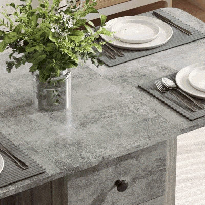 HOMCOM Tavolo Pieghevole con 2 Cassetti e Armadietto Grigio Legno