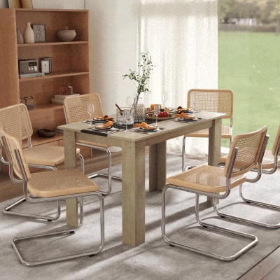HOMCOM Mesa de Sala de Jantar para 4-6 Pessoas Estilo Moderno com Bancada de Melamina de Madeira Carga 50 kg 120x69x75 cm Madeira e Preto