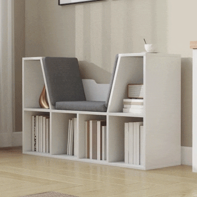HOMCOM Estante com Assento 6 prateleiras em forma de cubo Livraria Infantil Original Sapateiro com Almofada Prateleira com bancada Multifinal 102x30x61cm