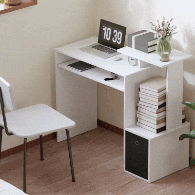 HOMCOM Computer Desk with Drawer & Tray White