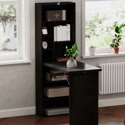 HOMCOM Scrivania Pieghevole Moderna con Libreria Lavagna Marrone