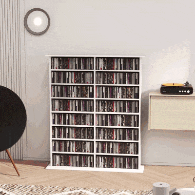 HOMCOM Mobile Libreria a 16 Ripiani per 720 CD in Legno Bianco