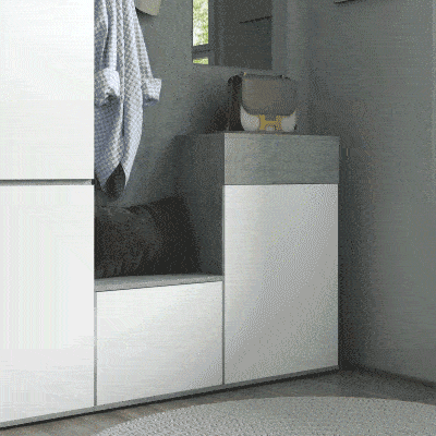 Mobilier 4 în 1 cu Oglindă, 145x29x184 cm, Gri