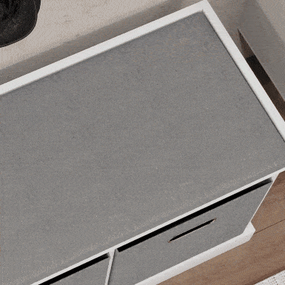 HOMCOM Panca Scarpiera con 3 Cassetti in Legno e Tessuto Bianco