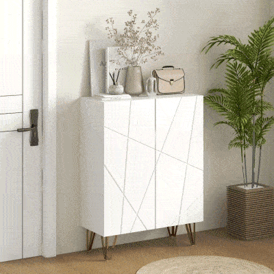 HOMCOM Narrow Shoe Storage Cabinet with Soft-Close Hinges and Adjustable Shelves for 15-20 Pairs of Shoes, White