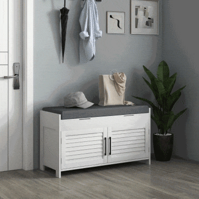 HOMCOM Panca Scarpiera a Ripiano Interno Regolabile Bianco Grigio