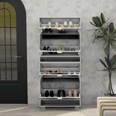 HOMCOM Scarpiera Slim a Specchio 4 Cassetti per 24 Paia di Scarpe