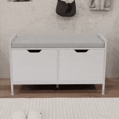 HOMCOM Banco Zapatero para Entrada Recibidor con Asiento Cojín Extraíble para 4 Pares de Zapatos 84x35x50 cm Blanco
