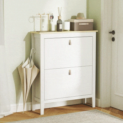 HOMCOM Scarpiera Slim a 2 Cassetti per 14 Paia di Scarpe Bianco