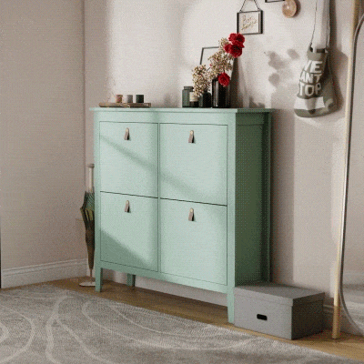 HOMCOM Scarpiera Slim a 4 Cassetti per 20 Paia di Scarpe Verde
