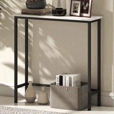 HOMCOM Consoletafel Haltafel met verstelbare voetjes, anti-kantelbanden 75 x 24 x 76 cm voor kleine ruimte Zwart