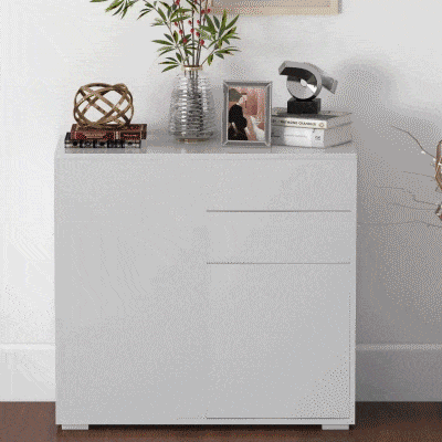 HOMCOM Cómoda Mueble de Almacenamiento Buffet 2 cajones 2 Puertas con estante 79x36x74 cm Blanco brillante