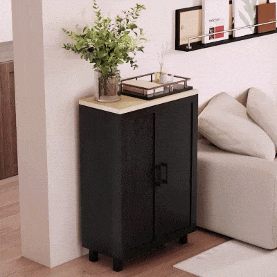 HOMCOM Aparador Estreito de Sala com 2 Portas e Prateleira Ajustável, 60x30x90 cm, Preto