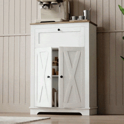 HOMCOM Aparador para Salón Armario de Almacenamiento con Puertas Dobles Cajón y Estante Ajustable 60x30x87,4 cm Blanco