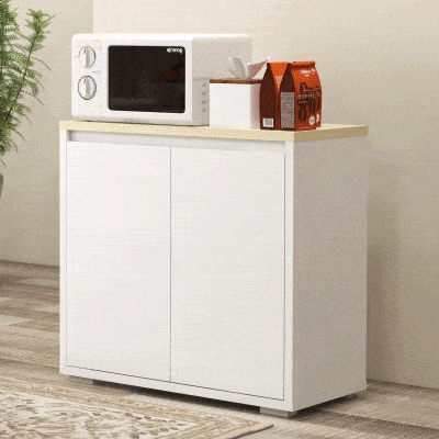 HOMCOM Aparador de Sala de Estar Armário de Armazenamento com 2 Portas e Prateleira Ajustável 80x37x75 cm Branco e Madeira