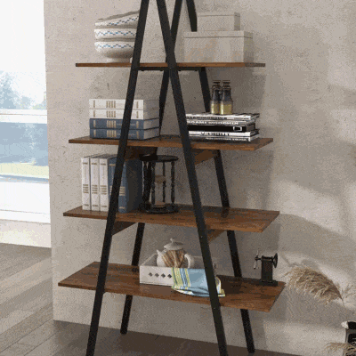 HOMCOM Scaffale Libreria a 4 Livelli in Truciolato e Acciaio