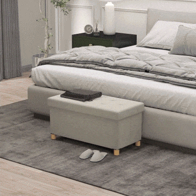 HOMCOM Banco Almacenaje Capacidad de 67 L 76x38x38 cm Tapizado en Terciopelo Carga 120 kg para Sala de Estar Dormitorio Crema