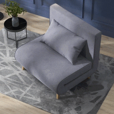 HOMCOM Poltrona Letto con Schienale Regolabile in Tessuto Grigio