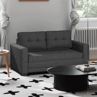 HOMCOM Multifunctionele Slaapbank Grijs | Comfortabele 2-Zits Sofa met Slaapfunctie | Ideaal voor Kleine Ruimtes