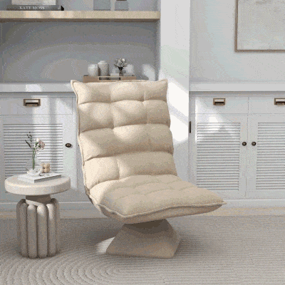 HOMCOM Relaxstoel Leesstoel, Draaibaar, Linnenlook, 62 cm x 70 cm x 95 cm, Beige